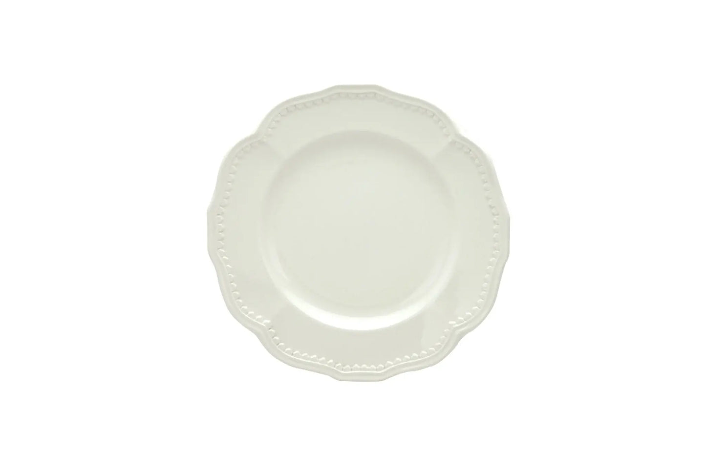 White Four Piece Round Scallop Stoneware Service For Four Salad Plate Set - Homeroots - Flyclothing LLC