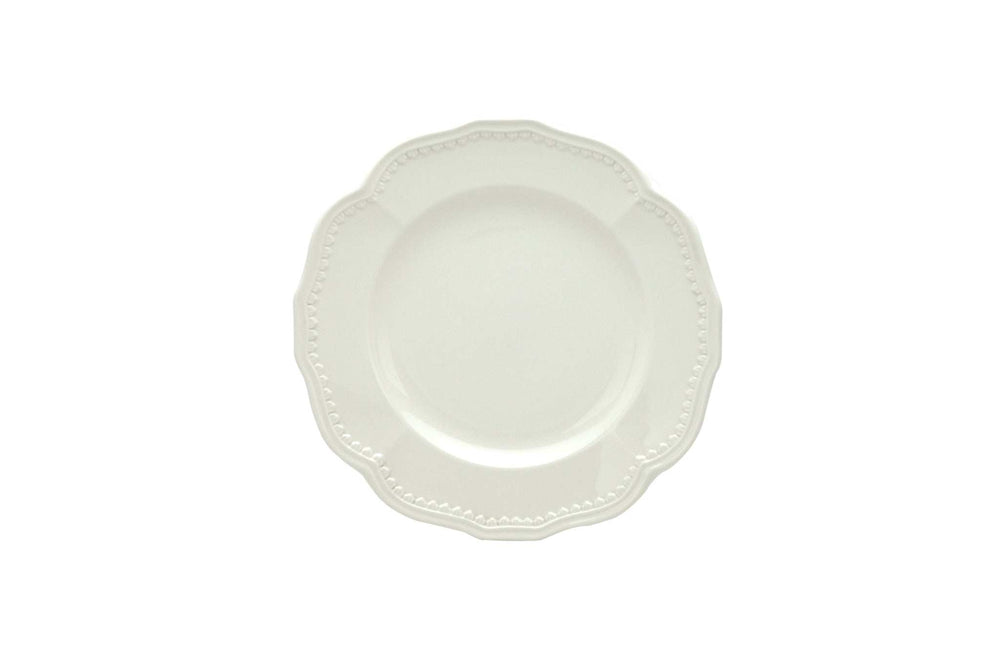 White Four Piece Round Scallop Stoneware Service For Four Salad Plate Set - Homeroots - Flyclothing LLC