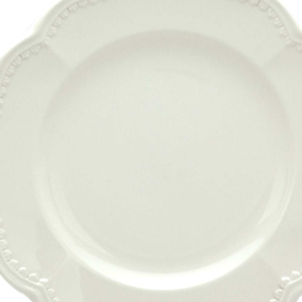 White Four Piece Round Scallop Stoneware Service For Four Salad Plate Set - Homeroots - Flyclothing LLC