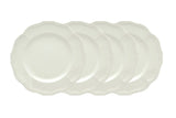 White Four Piece Round Scallop Stoneware Service For Four Salad Plate Set - Homeroots - Flyclothing LLC