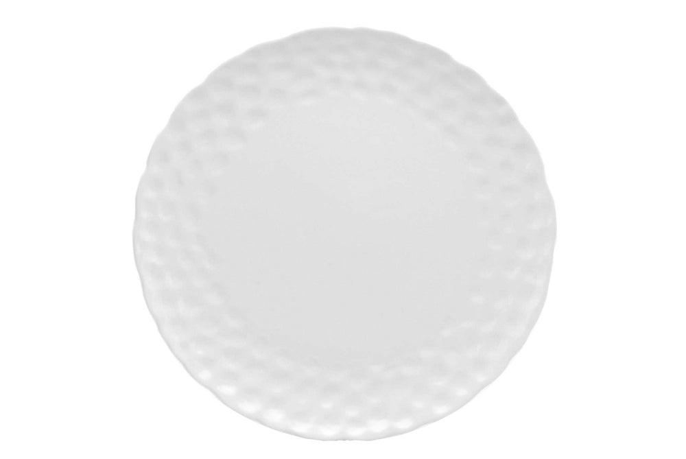 White Six Piece Round Pebbled Porcelain Service For Six Dinner Plate Set - Homeroots - Flyclothing LLC