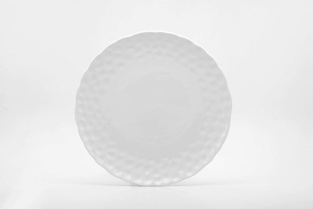 White Six Piece Round Pebbled Porcelain Service For Six Dinner Plate Set - Homeroots - Flyclothing LLC