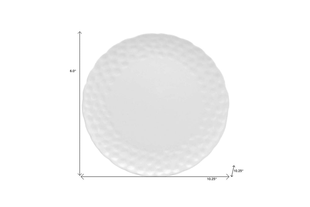White Six Piece Round Pebbled Porcelain Service For Six Dinner Plate Set - Homeroots - Flyclothing LLC