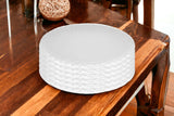 White Six Piece Round Pebbled Porcelain Service For Six Dinner Plate Set - Homeroots - Flyclothing LLC