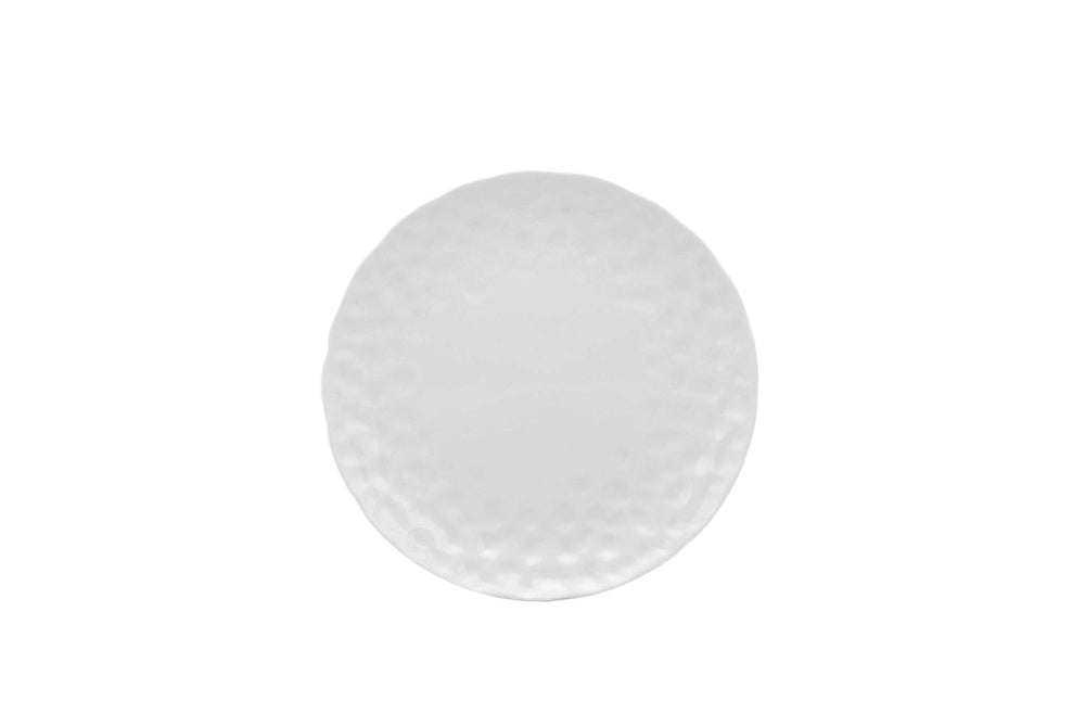 White Six Piece Round Pebbled Porcelain Service For Six Salad Plate Set - Homeroots - Flyclothing LLC