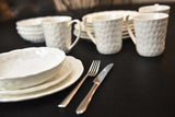 White Six Piece Round Pebbled Porcelain Service For Six Bowl Set - Homeroots - Flyclothing LLC