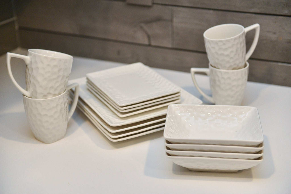 White Six Piece Pebbled Porcelain Service For Six Bowl Set - Homeroots - Flyclothing LLC
