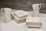 White Six Piece Pebbled Porcelain Service For Six Bowl Set - Homeroots - Flyclothing LLC