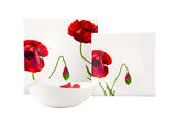 Red and White Six Piece Square Floral Bone China Service For Six Salad Plate Set - Homeroots - Flyclothing LLC