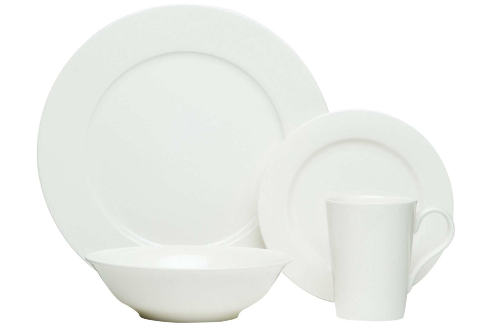 White Sixteen Piece Round Bone China Service For Four Dinnerware Set - Homeroots - Flyclothing LLC