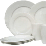 White Sixteen Piece Round Bone China Service For Four Dinnerware Set - Homeroots - Flyclothing LLC