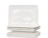 White Six Piece Rectangle Pebbled Porcelain Service For Six Dinner Plate Set - Homeroots - Flyclothing LLC