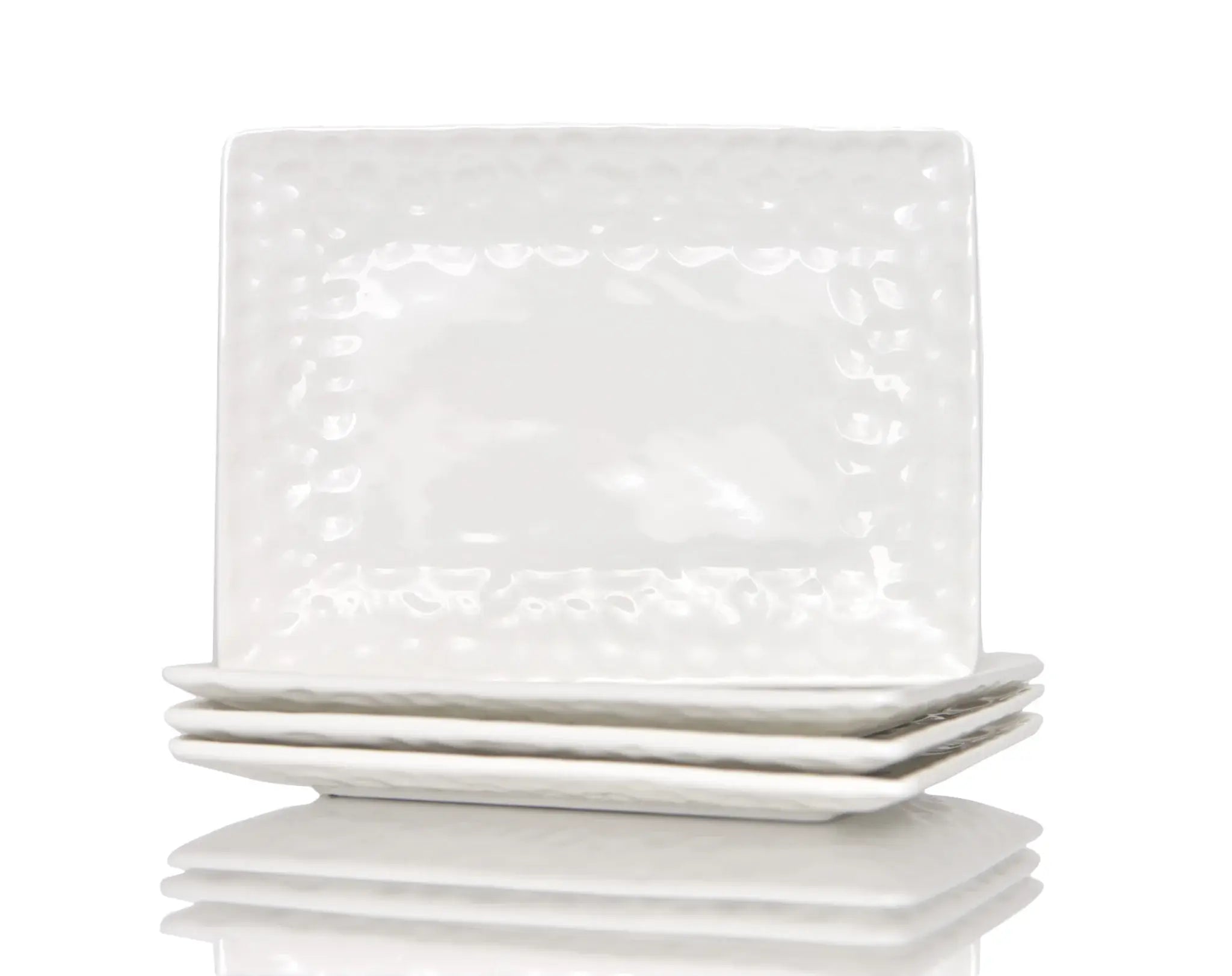 White Six Piece Rectangle Pebbled Porcelain Service For Six Dinner Plate Set - Homeroots - Flyclothing LLC