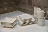White Six Piece Rectangle Pebbled Porcelain Service For Six Dinner Plate Set - Homeroots - Flyclothing LLC