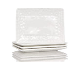 White Six Piece Rectangle Pebbled Porcelain Service For Six Dinner Plate Set - Homeroots - Flyclothing LLC