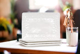 White Six Piece Rectangle Pebbled Porcelain Service For Six Dinner Plate Set