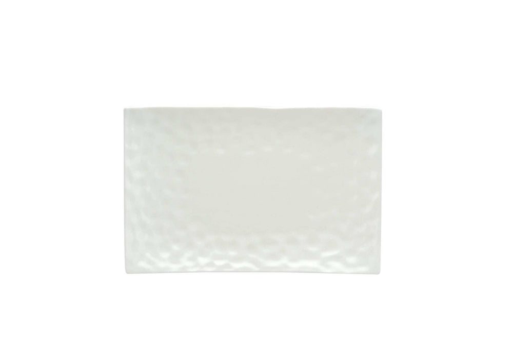 White Six Piece Rectangle Pebbled Porcelain Service For Six Salad Plate Set - Homeroots - Flyclothing LLC