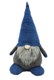 23" Blue And Gray Fabric Standing Gnome Sculpture - Homeroots