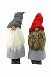 Set Of Two 19" Red And Grey Fabric Standing Gnomes