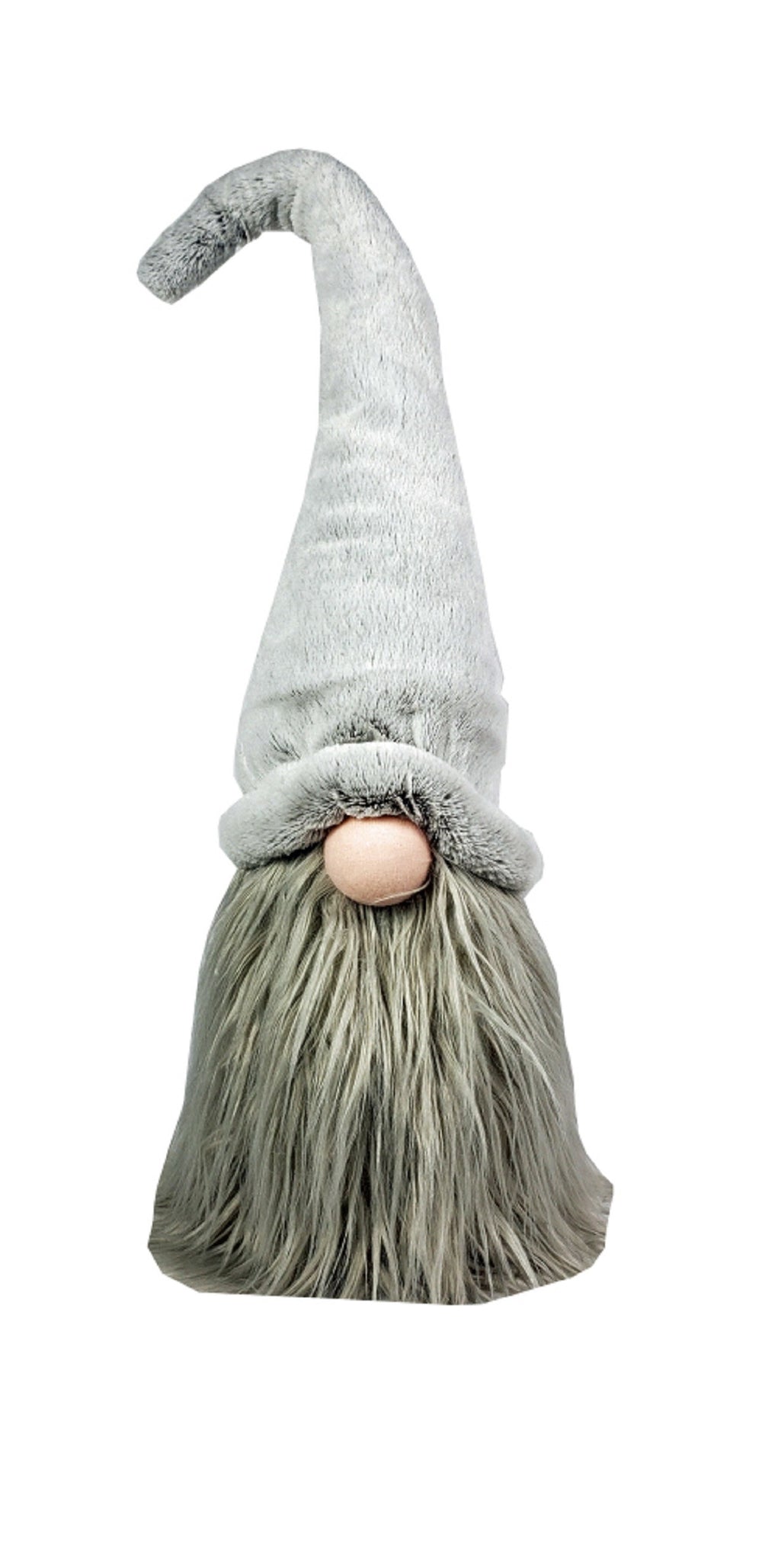 30" Groovy Grey with Pointy Hat Fabric Sitting Gnome Sculpture - Homeroots