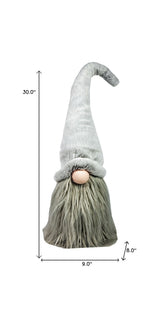 30" Groovy Grey with Pointy Hat Fabric Sitting Gnome Sculpture - Homeroots - Flyclothing LLC