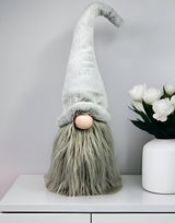 30" Groovy Grey with Pointy Hat Fabric Sitting Gnome Sculpture - Homeroots - Flyclothing LLC