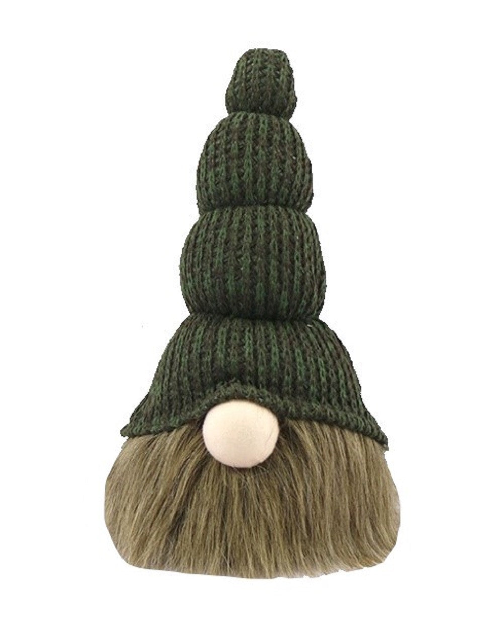 14" Green Chunky Knit Hat Fabric Sitting Gnome Sculpture - Homeroots - Flyclothing LLC