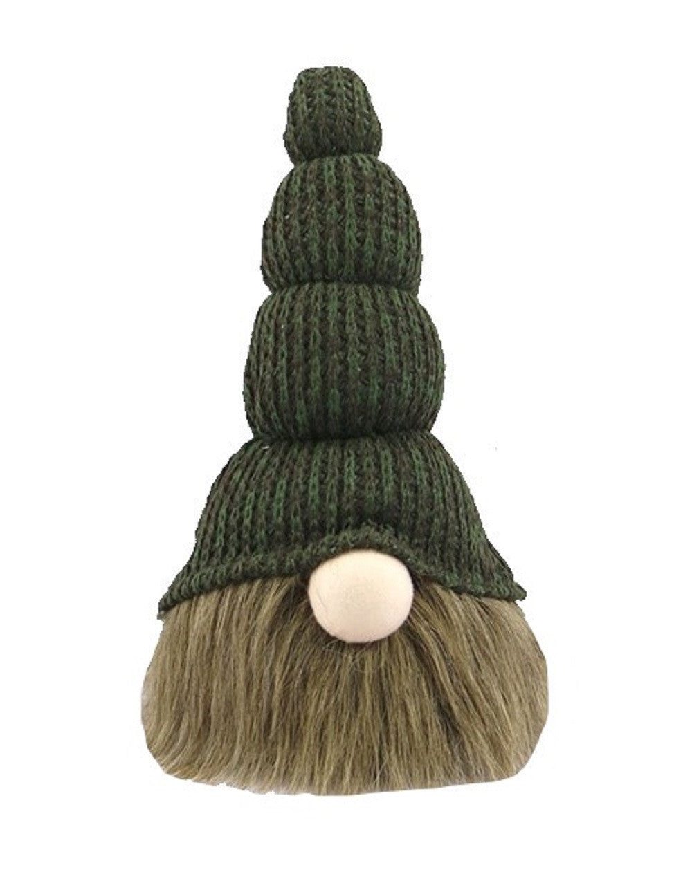 14" Green Chunky Knit Hat Fabric Sitting Gnome Sculpture - Homeroots - Flyclothing LLC