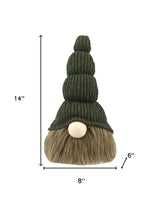 14" Green Chunky Knit Hat Fabric Sitting Gnome Sculpture - Homeroots - Flyclothing LLC