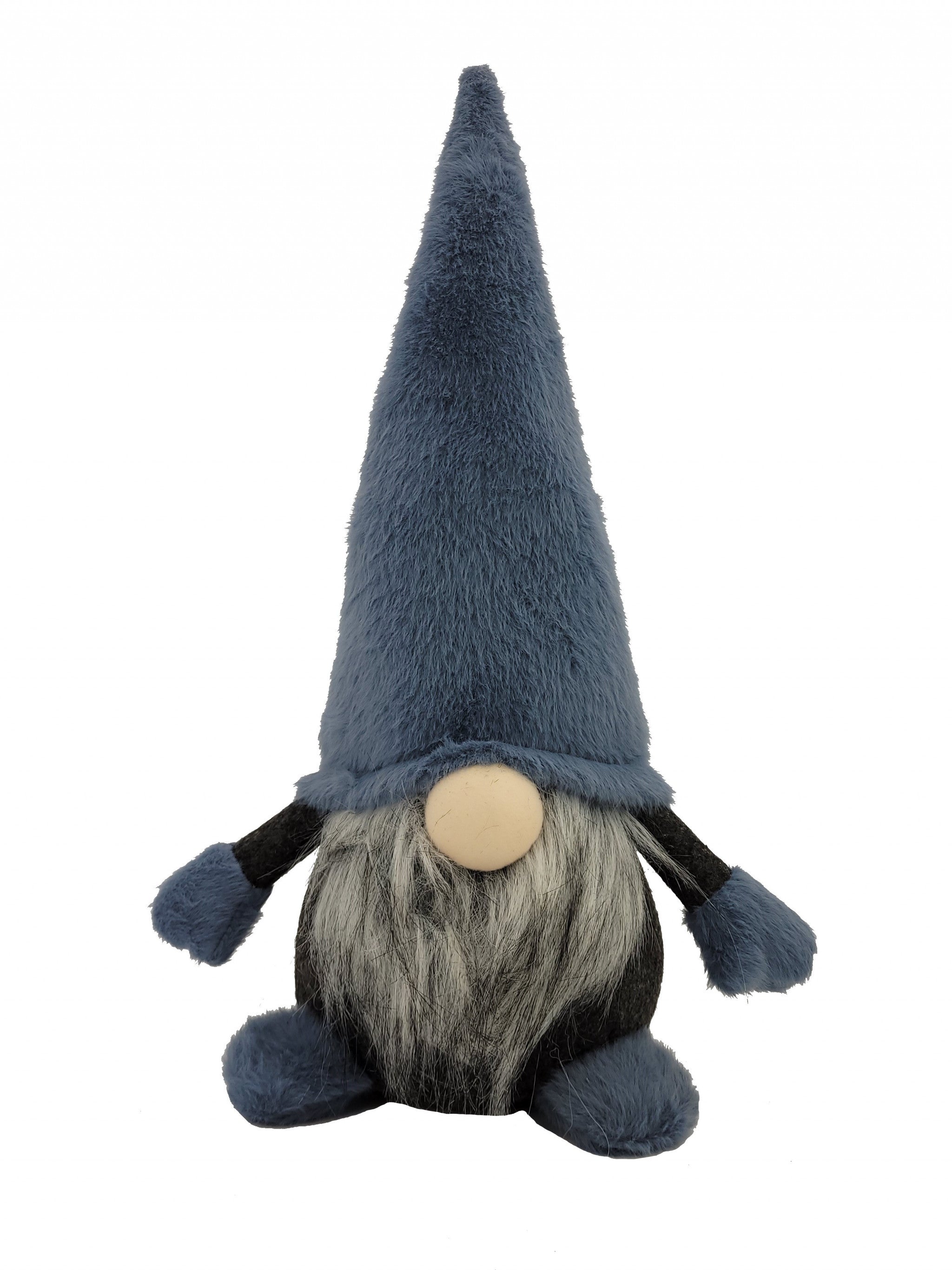 18" Slate Blue And Gray Fabric Standing Gnome Sculpture - Homeroots - Flyclothing LLC