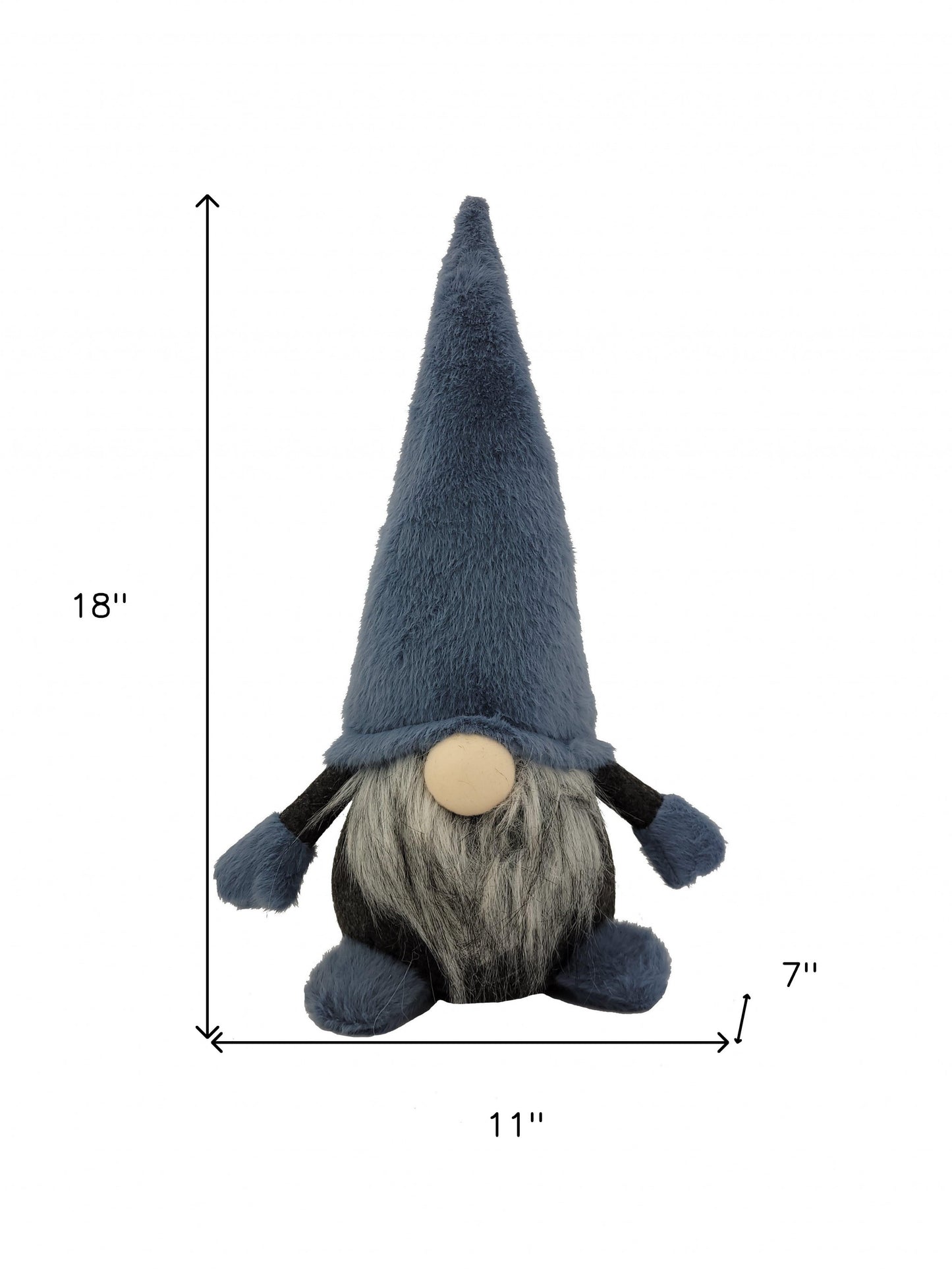 18" Slate Blue And Gray Fabric Standing Gnome Sculpture - Homeroots - Flyclothing LLC