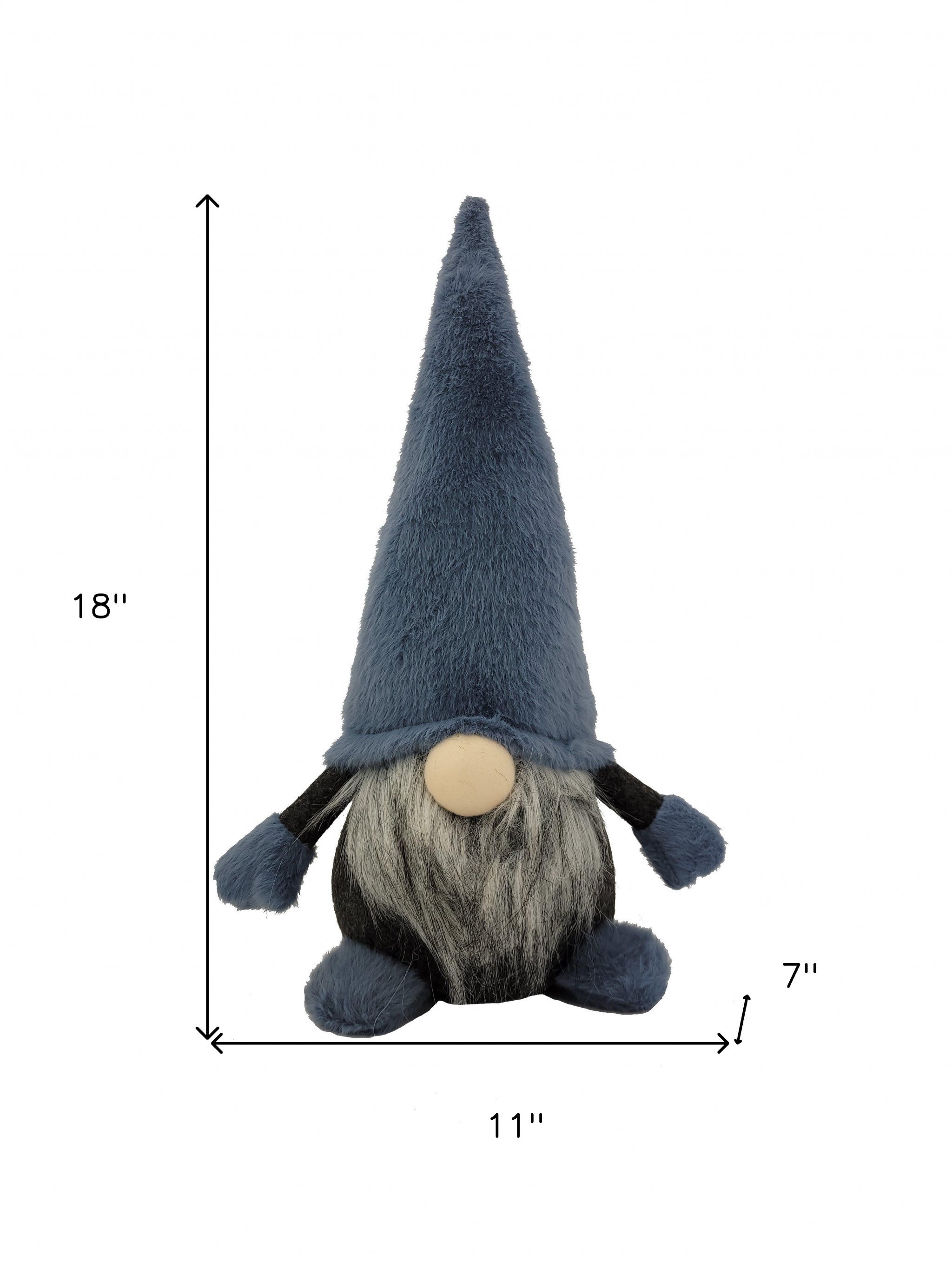 18" Slate Blue And Gray Fabric Standing Gnome Sculpture - Homeroots - Flyclothing LLC