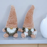 Set Of Two 14" Pink Fabric Christmas Gnomes - Homeroots