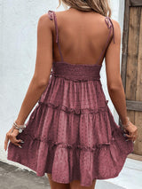 Frill Spaghetti Strap Tiered Dress - Trendsi - Flyclothing LLC