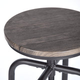Set of Two Brown And Black Solid Wood And Steel Swivel Backless Counter Height Bar Chairs - Homeroots - Flyclothing LLC