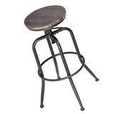 Set of Two Brown And Black Solid Wood And Steel Swivel Backless Counter Height Bar Chairs - Homeroots - Flyclothing LLC