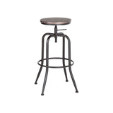 Set of Two Brown And Black Solid Wood And Steel Swivel Backless Counter Height Bar Chairs - Homeroots - Flyclothing LLC