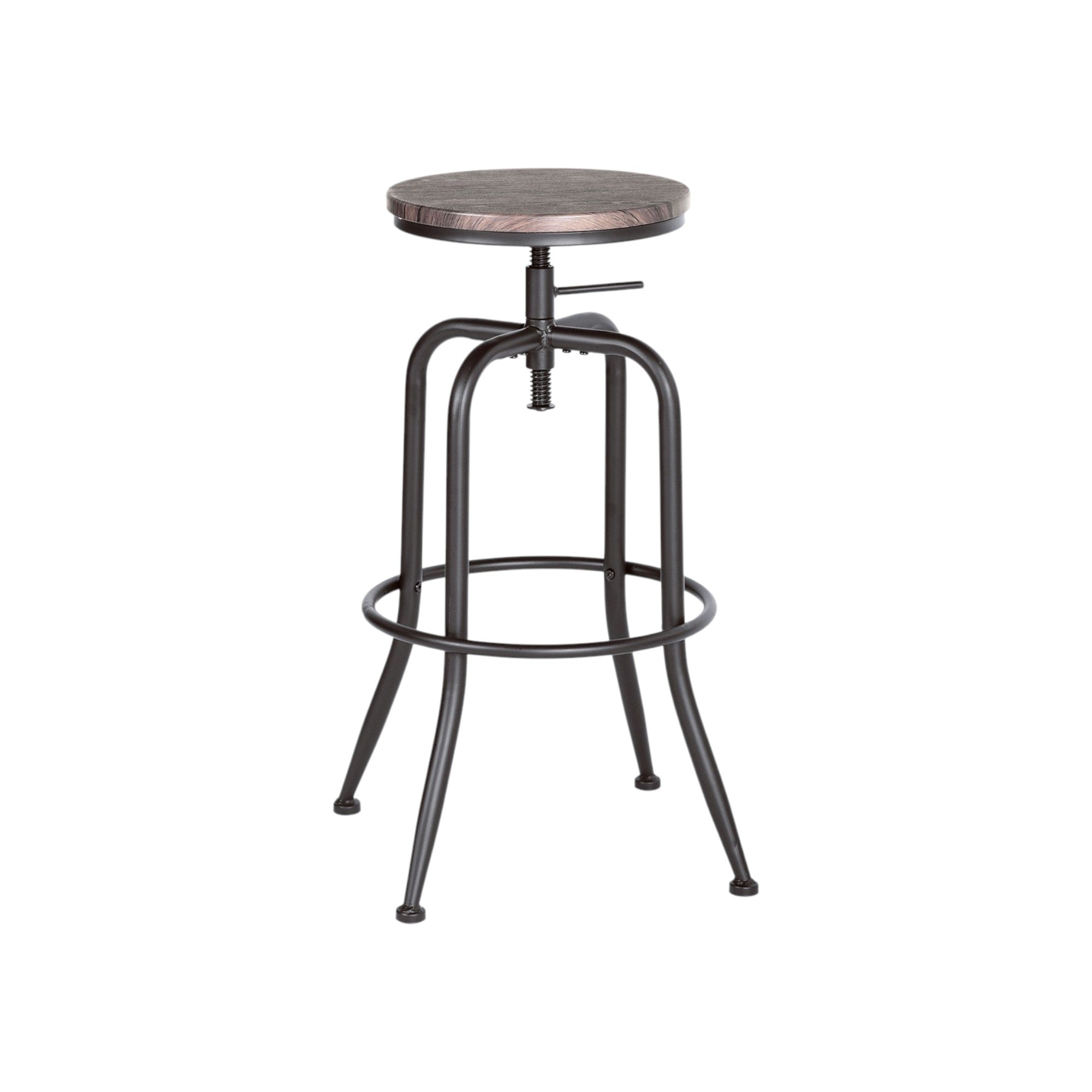 Set of Two Brown And Black Solid Wood And Steel Swivel Backless Counter Height Bar Chairs - Homeroots - Flyclothing LLC