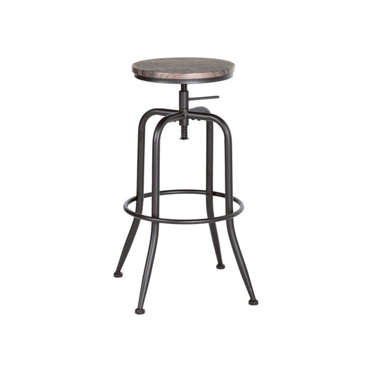 Set of Two Brown And Black Solid Wood And Steel Swivel Backless Counter Height Bar Chairs - Homeroots - Flyclothing LLC