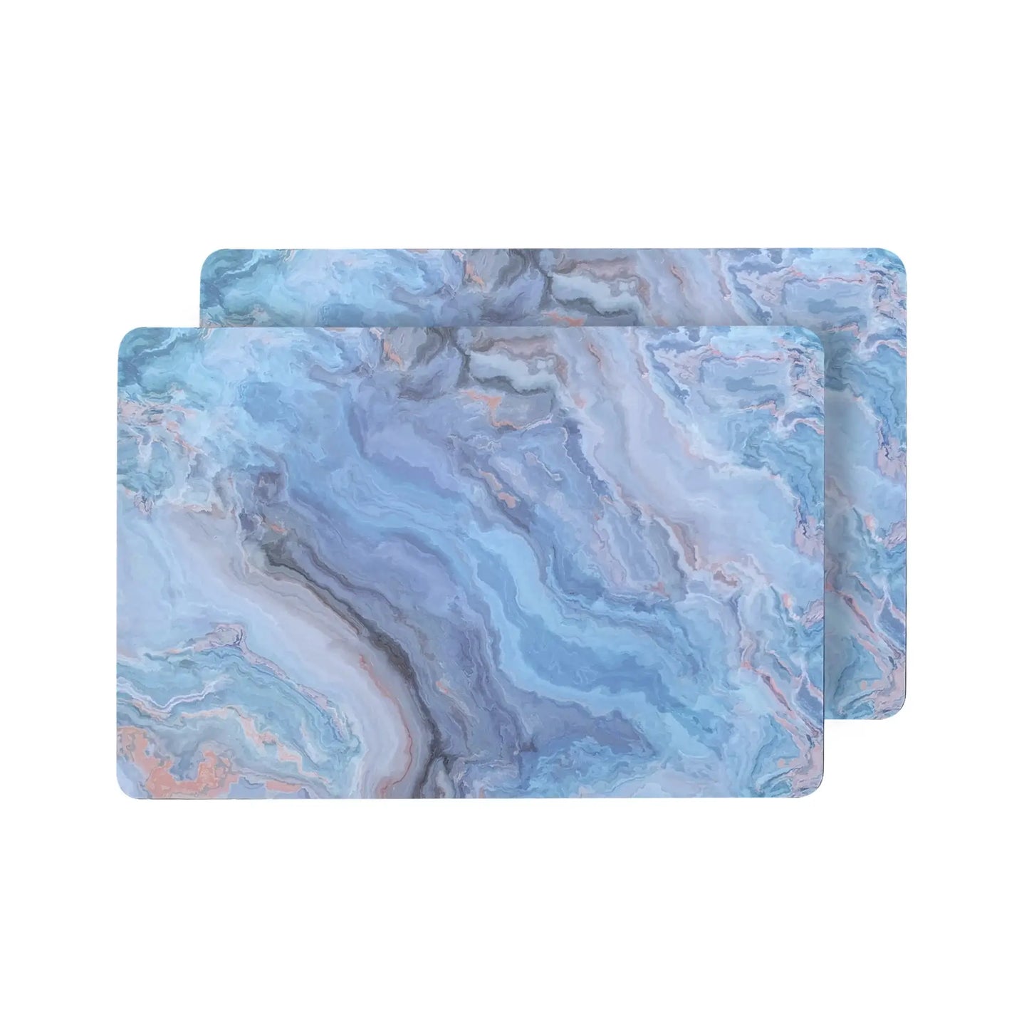 18" Set of Two Blue Abstract Faux Marble Cork Placemats - Homeroots - Flyclothing LLC