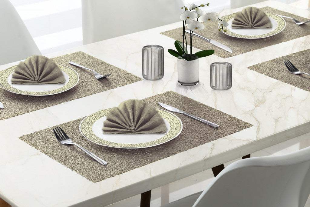 18" Set of Four Gold Vinyl Placemats - HomeRoots - Flyclothing LLC