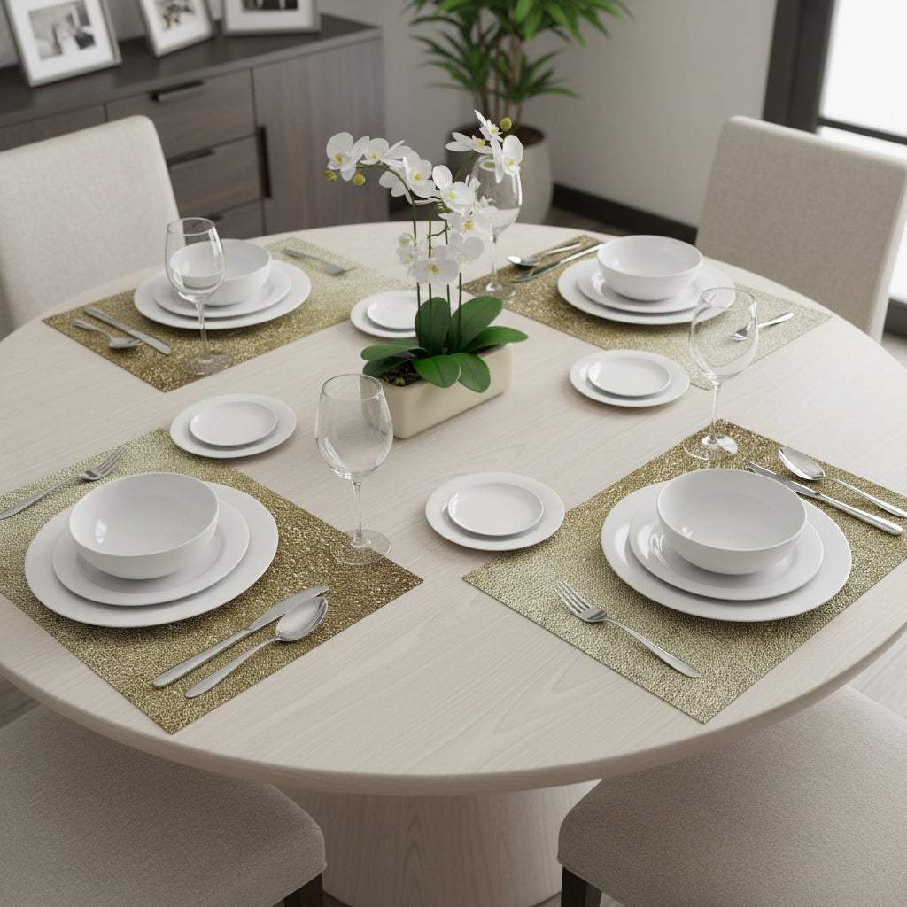 18" Set of Four Gold Vinyl Placemats - HomeRoots - Flyclothing LLC
