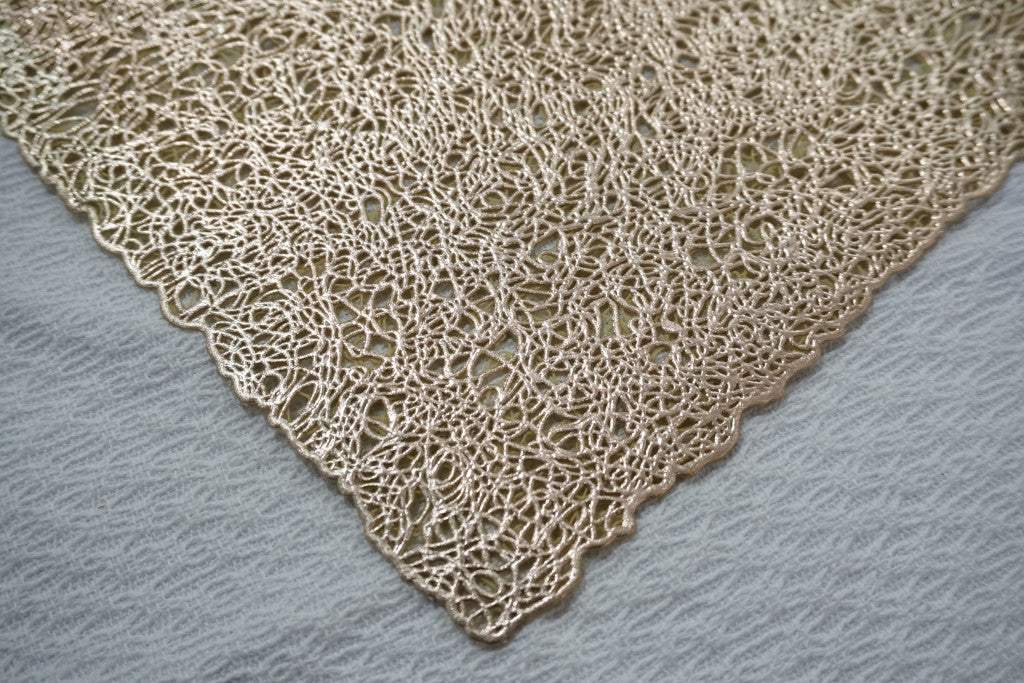 18" Set of Four Gold Vinyl Placemats - HomeRoots - Flyclothing LLC