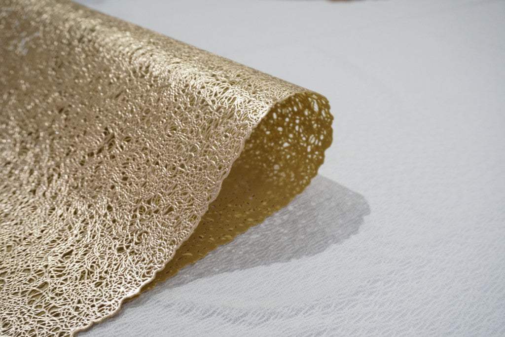 18" Set of Four Gold Vinyl Placemats - HomeRoots - Flyclothing LLC