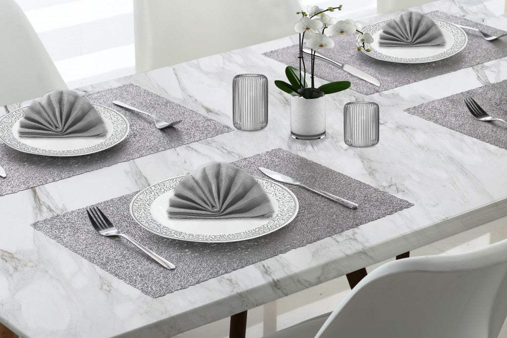 18" Set of Four Silver Vinyl Placemats - HomeRoots - Flyclothing LLC