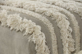 47" Cream Textural Boho Stripe Black Leg Upholstered Bench - Homeroots - Flyclothing LLC