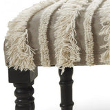 47" Cream Textural Boho Stripe Black Leg Upholstered Bench - Homeroots - Flyclothing LLC