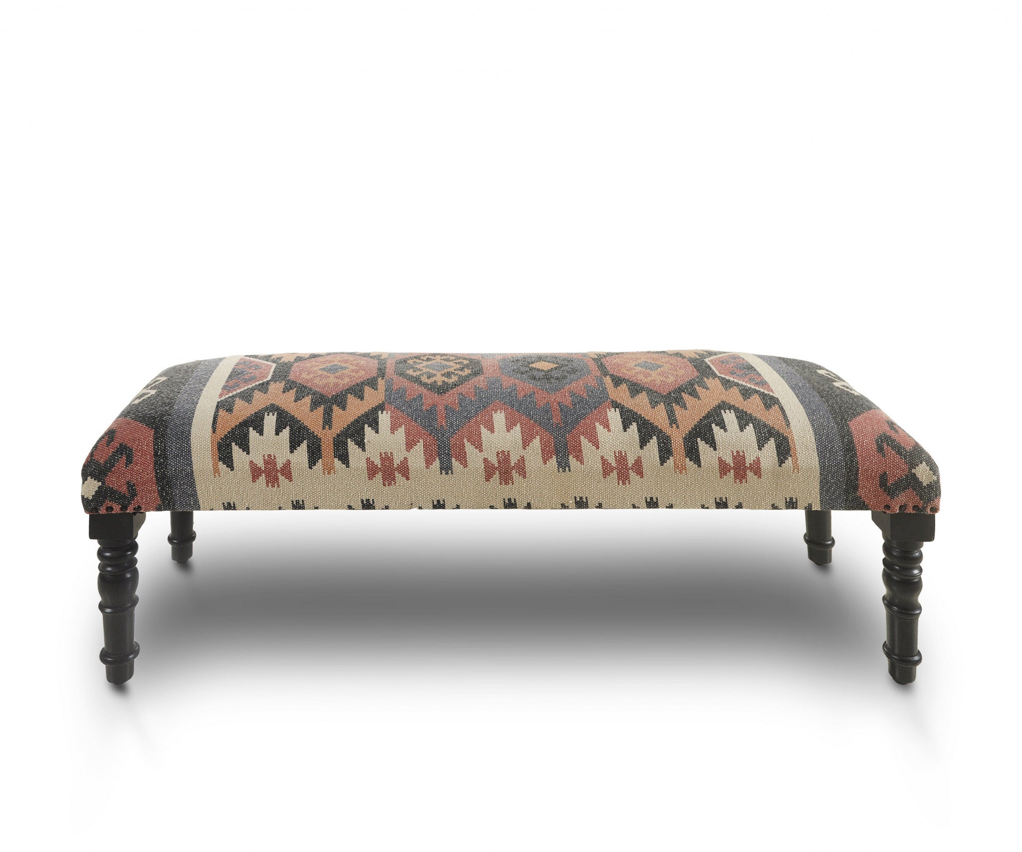 47" Brown Red and Natural Black Leg Southwest Upholstered Bench - Homeroots - Flyclothing LLC