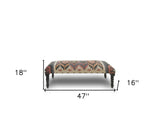 47" Brown Red and Natural Black Leg Southwest Upholstered Bench - Homeroots - Flyclothing LLC