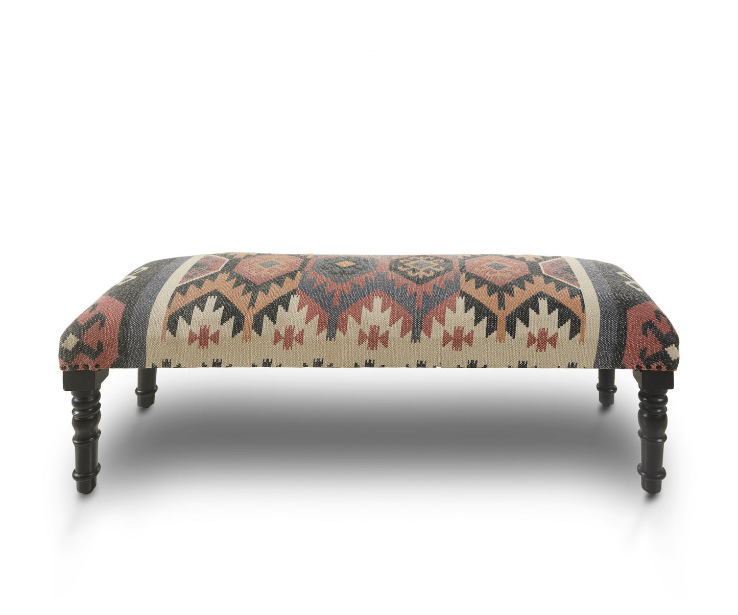 47" Brown Red and Natural Black Leg Southwest Upholstered Bench - Homeroots - Flyclothing LLC